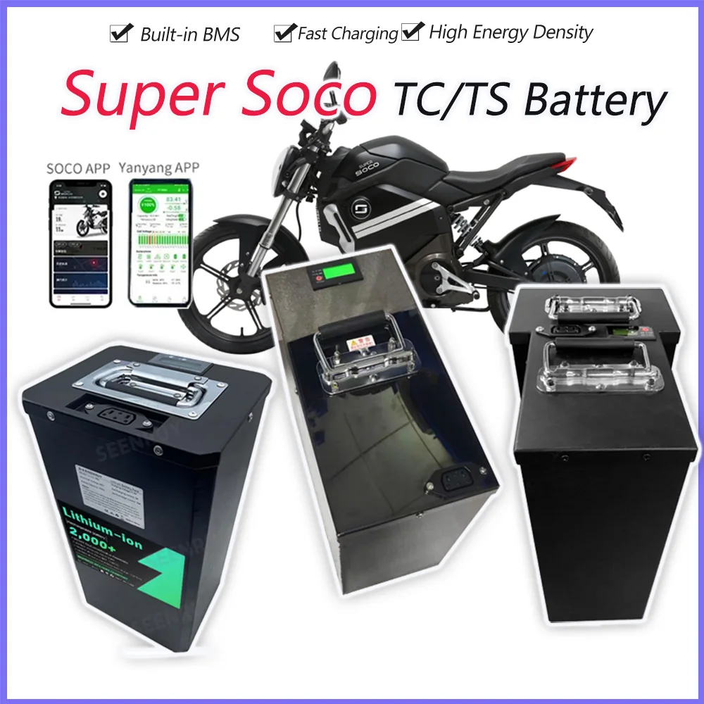 

Super Soco TC TS Big Battery 60V 60Ah 75Ah 90Ah Original Replacement Large Capacity Support Bluetooth APP Display
