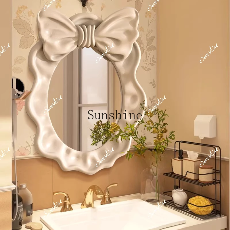 French makeup mirror wall hanging bedroom butterfly creative bathroom bathroom mirror  FT