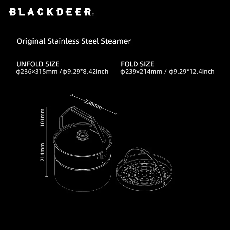 BLACKDEER Outdoor Steamer for Cooking, Stainless Steel Steamer Pot, Steam Pot for Cooking camping