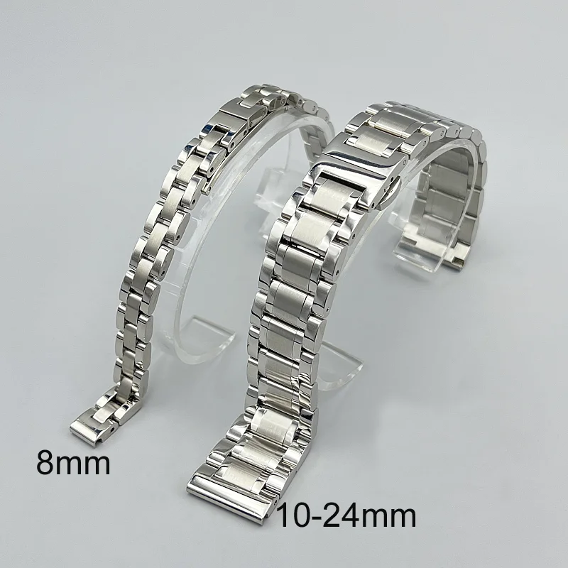 Solid Stainless Steel Strap 8 10 12 13 14 15 16 17 18 20 21 22 23 24mm Arc Flat End for LONGINES Band Butterfly Buckle Bracelet