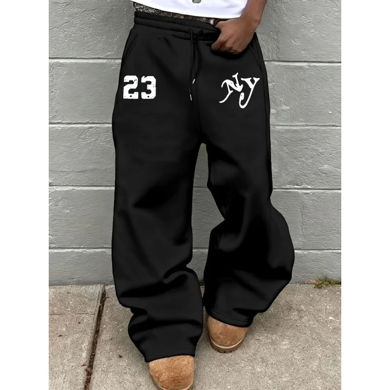 Men'S Sports Pants,Features A Unique Letter Pattern Print,Elastic Waistband With Drawstring,Very Suitable For Streetwear