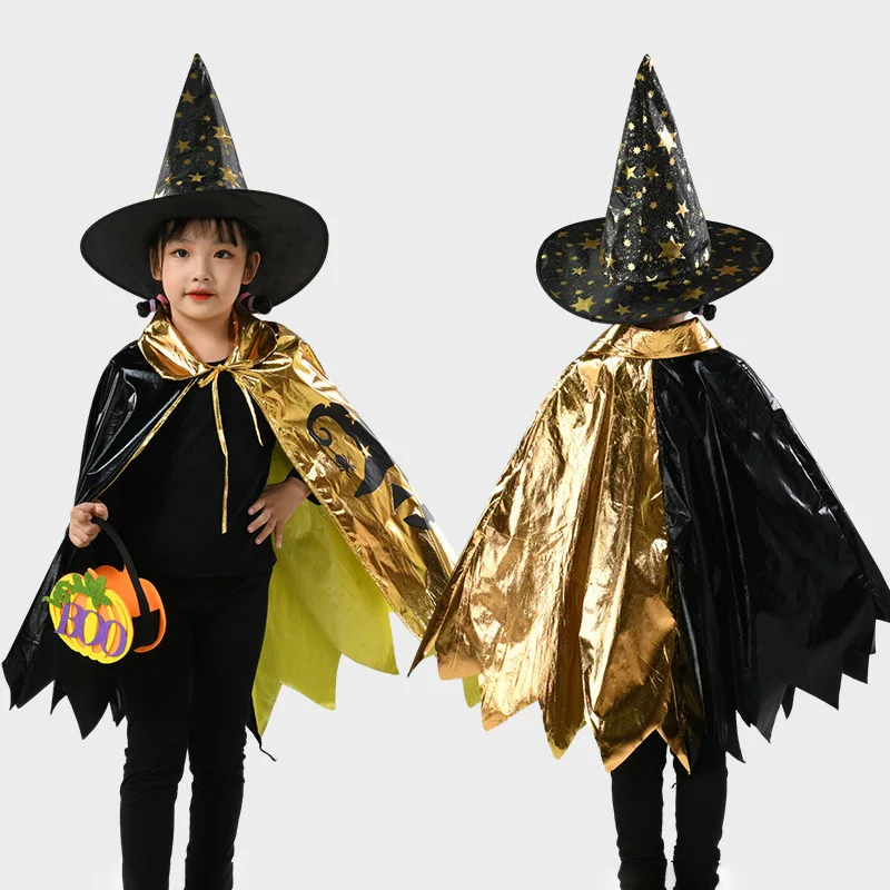 Halloween Children's Cloak Wizard Hat Clothes Costume Kids Boys And Girls Cloak Magician Star Cloak