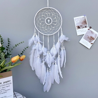 Nordic Dream Catcher Handmade  White Feather Wind Chimes Crystal Wall Pendant Birthday Festival Gifts Bedroom Hanging Ornaments