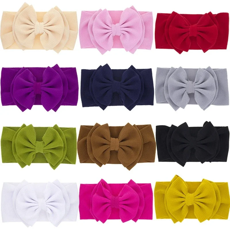 طفل مريح لينة رباط رأس مطاطي طبقة مزدوجة اليدوية Bowknot الرضع Hairband موضة الانحناء أغطية الرأس التصوير الدعائم