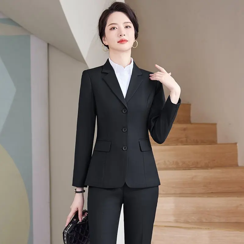 Giacca da abito professionale Set da donna Primavera Autunno Nuovo abbigliamento da lavoro Giacca formale a tre bottoni Abbigliamento da lavoro Abbigliamento da donna elegante