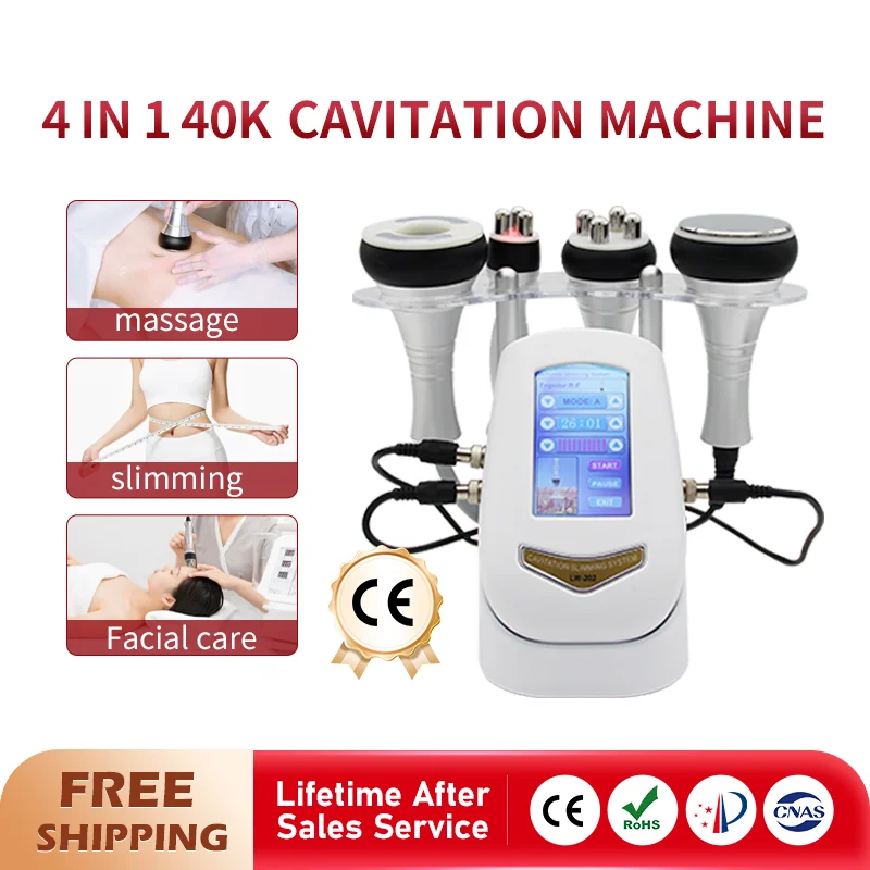 

4 in 1 40K Cavitation Machine Ultrasonic RF Multipolar Slimming Facial Skin Tightening Body Shaping Muscle Massager Device
