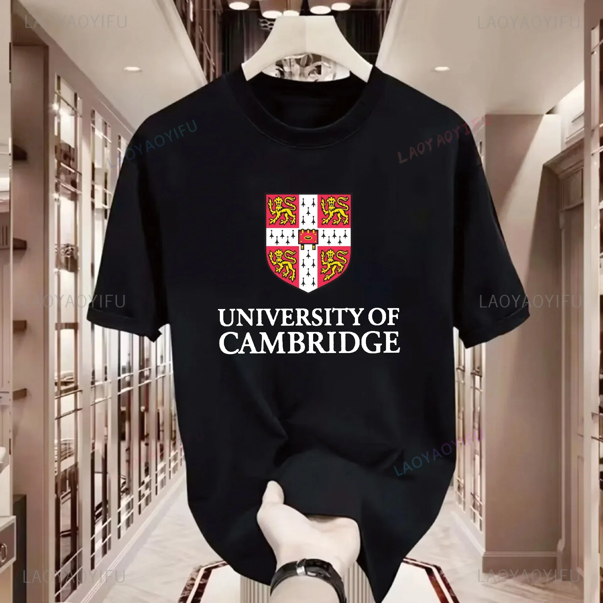 Cambridge University Short Sleeve T-Shirt Alumni Commemorative Gift Unisex Campus Wear Summer Casual Streetwear
