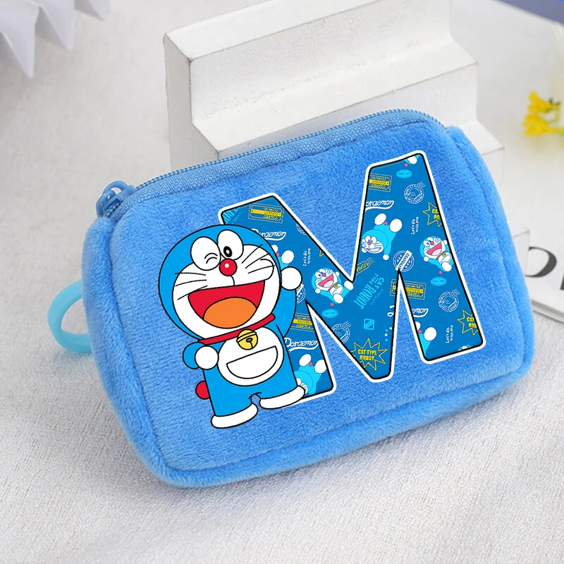Doraemons Series Coin Purse Blue Cartoon A-Z Mini Wallet Cute Square Storage Bag Soft Kawaii Key Earphone Pouch Birthday Gifts