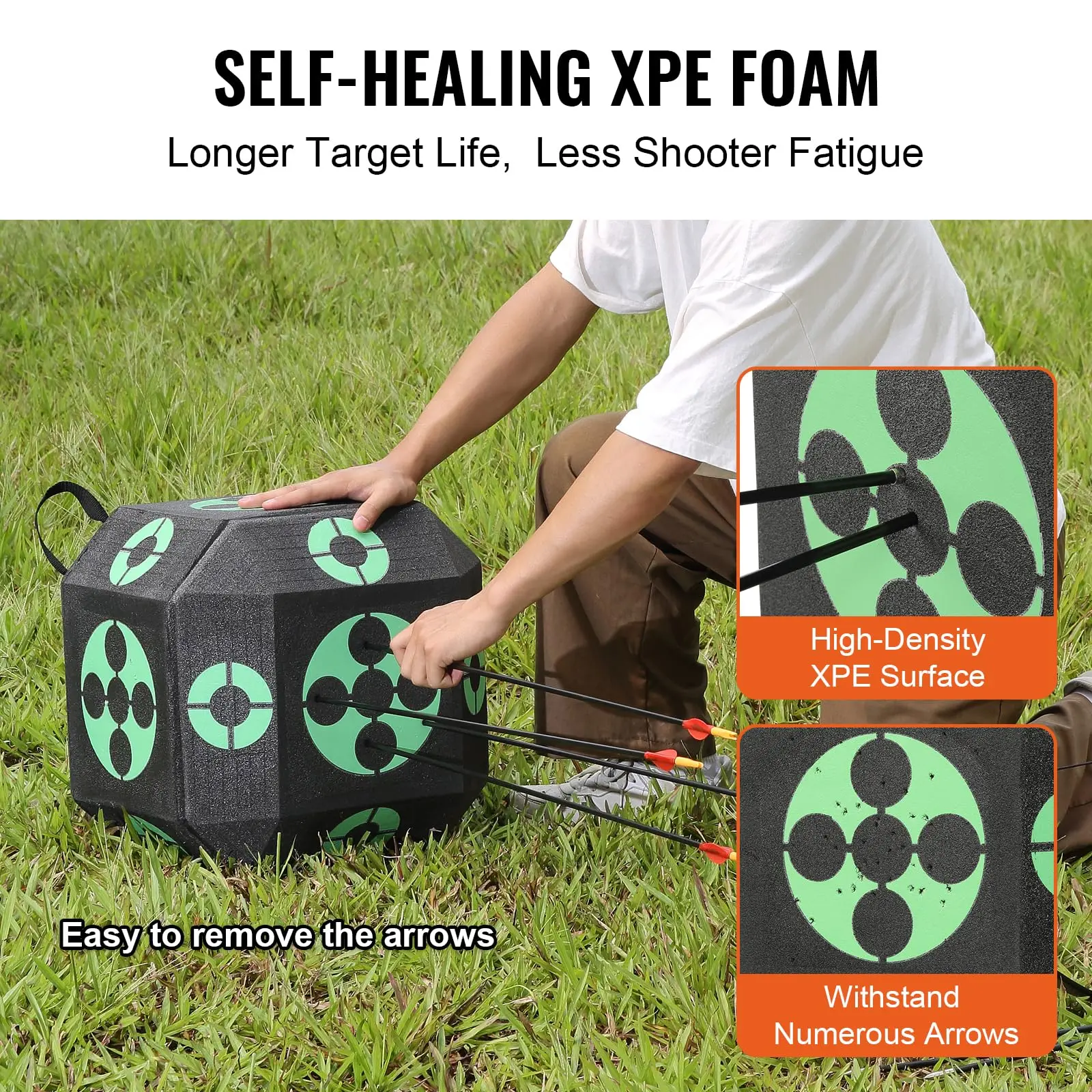 23X23 All-Side Shotting Archery Arrow Target Outdoor Portable Archery Target w Carry Handle Easy Arrow Removal Great Visibility