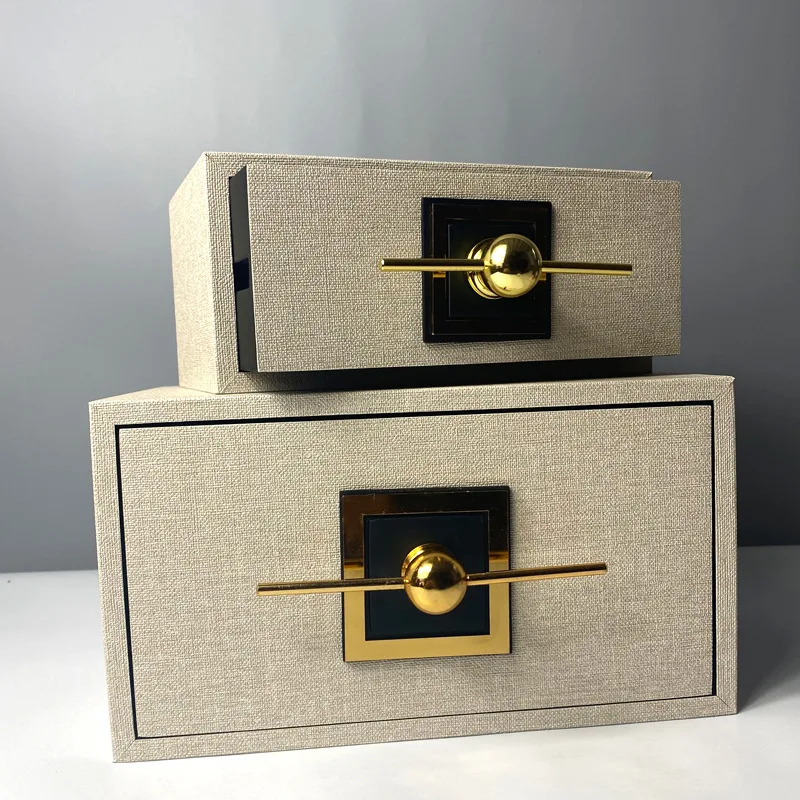 

Decorative Storage Box Wooden Drawer Geometric Gold Handle Store Jewelry Boxes Storage Container Home Decoration Accessories