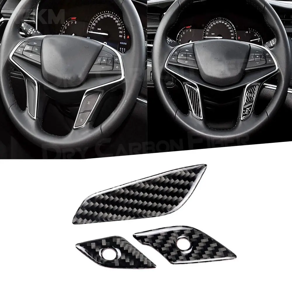 

4Pcs Carbon Fiber Steering Wheel Sticker Buttons Switch Cover Decorative Interior Refit Trim for Cadillac XT5 2016-2019