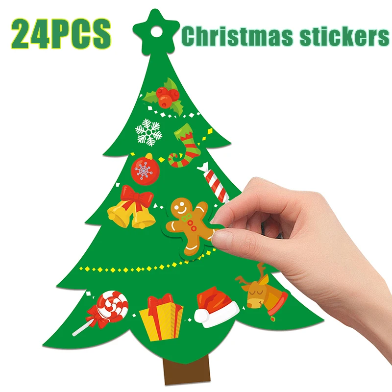​ Cartoon Weihnachtsbaum Aufkleber Geschenkanhänger für Weihnachtsgeschenk Weihnachten Party Dekorationen Neujahr Weihnachten Kinder Geschenk Dekoration für Zuhause