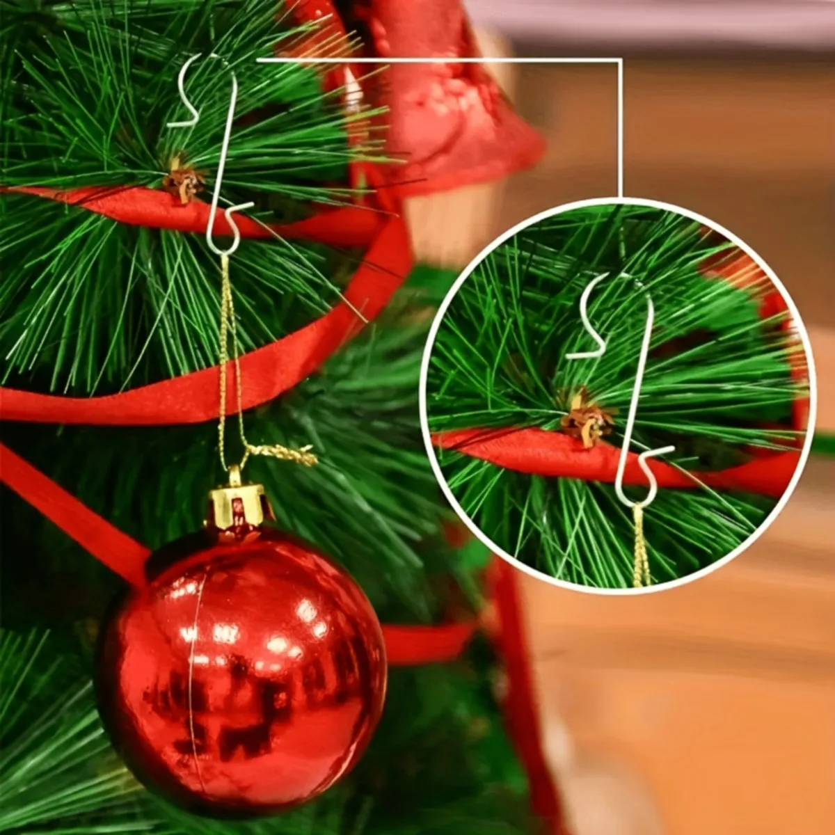 50Pcs Multicolor Metal Christmas Ornament Hooks, Xmas Tree Hangers for Bauble Stocking Decor