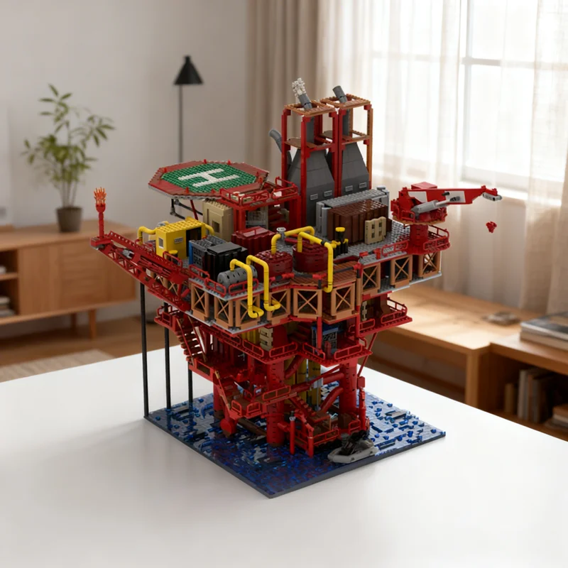 

6388 деталей MOC: Модель малогабаритной нефтяной вышки, конструктор для игр, креативный подарок, коллекционный декор для детей и взрослых, премиум-класс, для дома и офиса