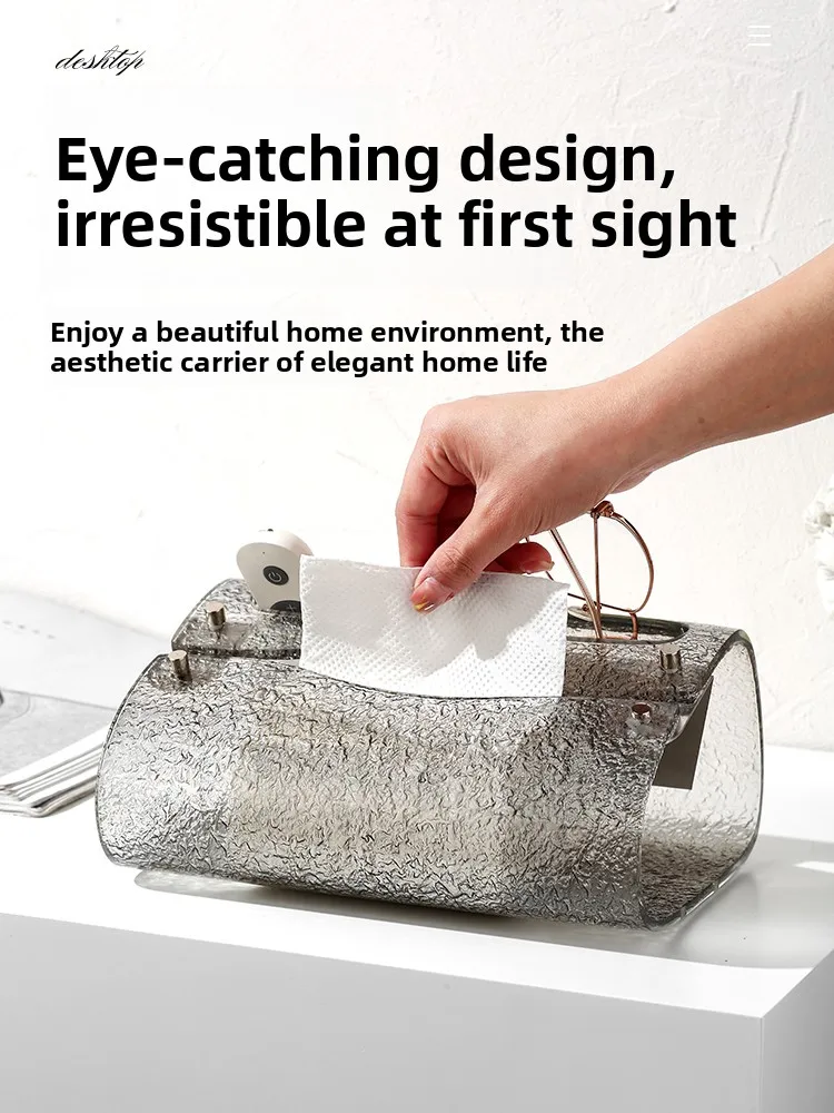 

Artistic Tissue Box Multi-Functional Luxury Office Living Room Remote Control Storage Box Desktop Organizer Dustproof Design