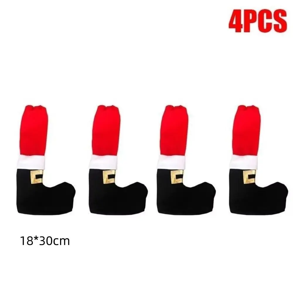 4PCS Anti Slip Christmas Table Chair Leg Cover Merry Christmas Decors Santa Claus Boots Covers Furniture Leg Pad Happy New Year
