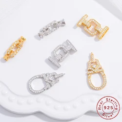 S925 Sterling Silver Cubic Zirconia Clasps Hooks Connectors DIY Bracelets Necklaces Jewelry Making Accessories SK74