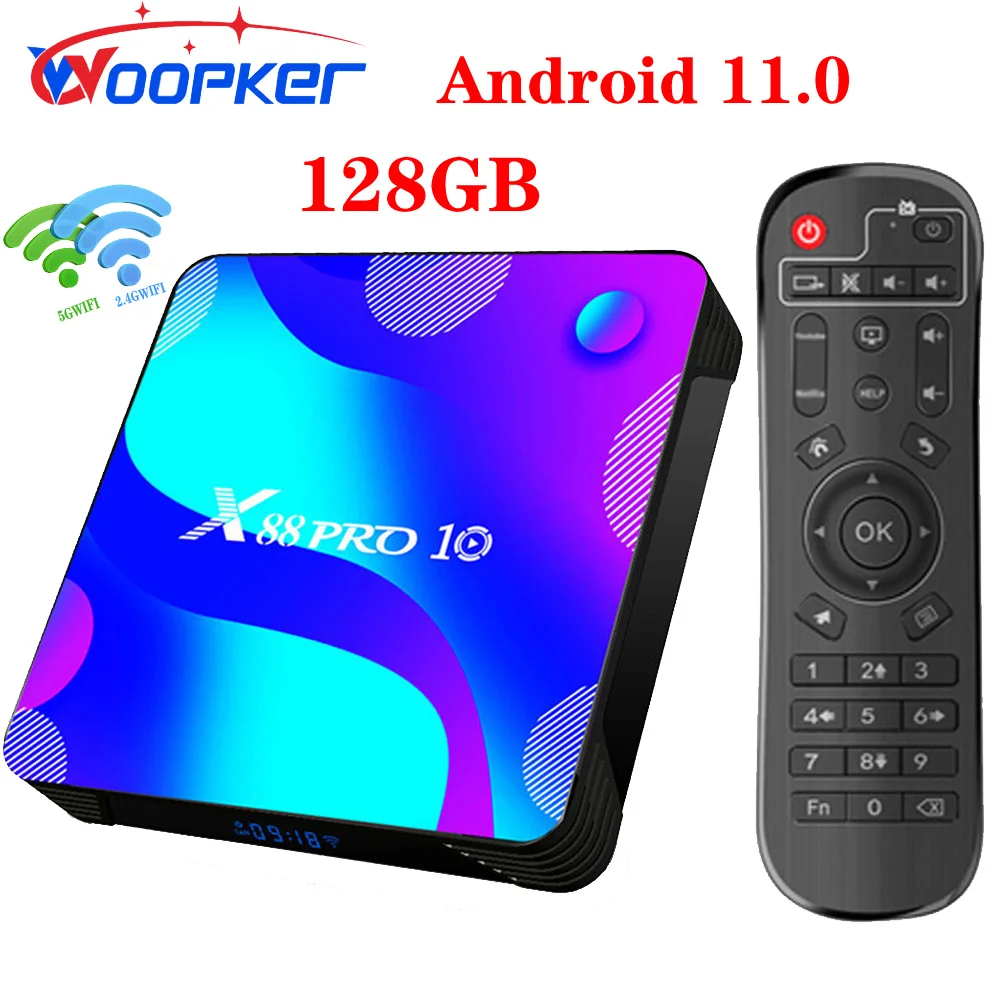 

ТВ-приставка WOOPKER X88 PRO, 10 дюймов, Android 11TV Box PK3318 2,4G/Φ BT4.0 Dual Wifi 3D HD 4K, умная ТВ-приставка с быстрой скоростью