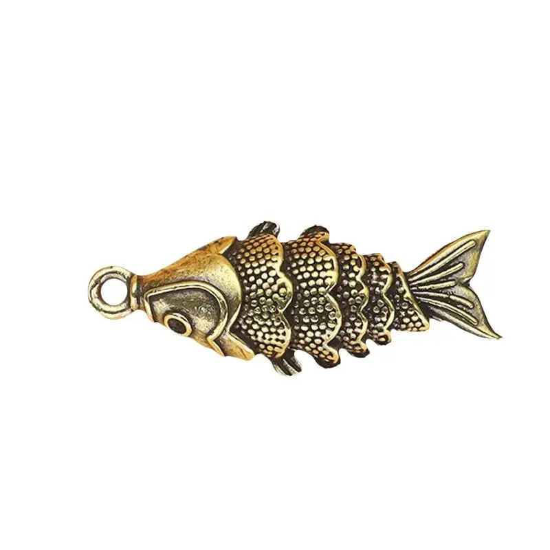 Vintage Koi-Fisch Schlüsselanhänger Anhänger Zubehör Messing Miniaturen Tischdekoration Klassische Kleine Tierfiguren Teehaustier Wohndekoration – Detail 9