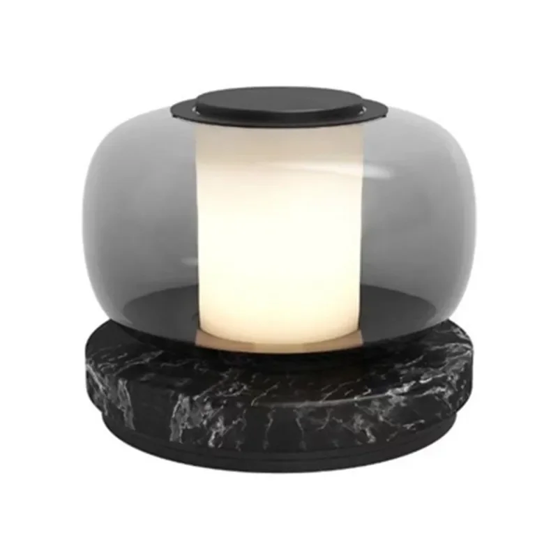 Modern minimalist marble bedroom bedside table lamp, designer glass table lamp