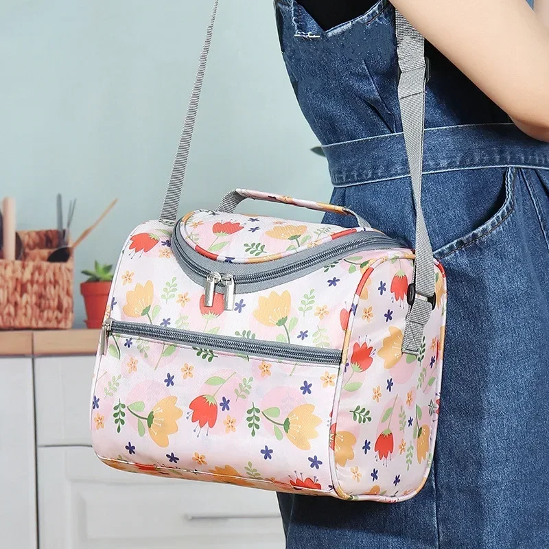 Large Capacity Lunch Bags Square Thermal Portable Cooler Bag Insulated Food Bags for Work School Picnic Bento Bags with Zipper
