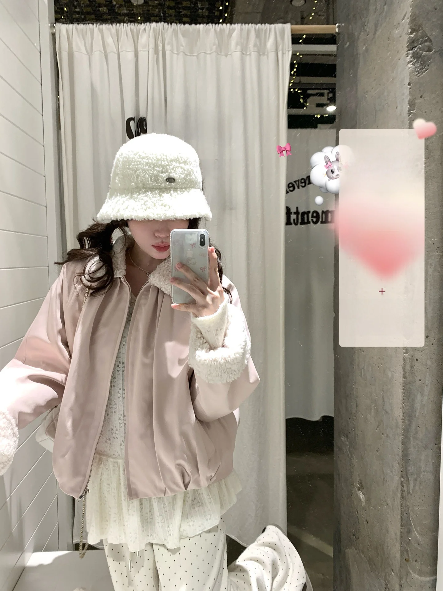

PtonUmi Cherry Sp f Snow Fluffy Collar Bud Cotton Jaet Women's Winter Design Sense Warmth Inter Outerwear