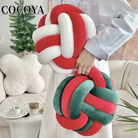 Christmas Colorblock Plush Pillow Cushion for Living Room Decoration Hand Woven Ball Shape Office Chair Cushions Throw Pillows