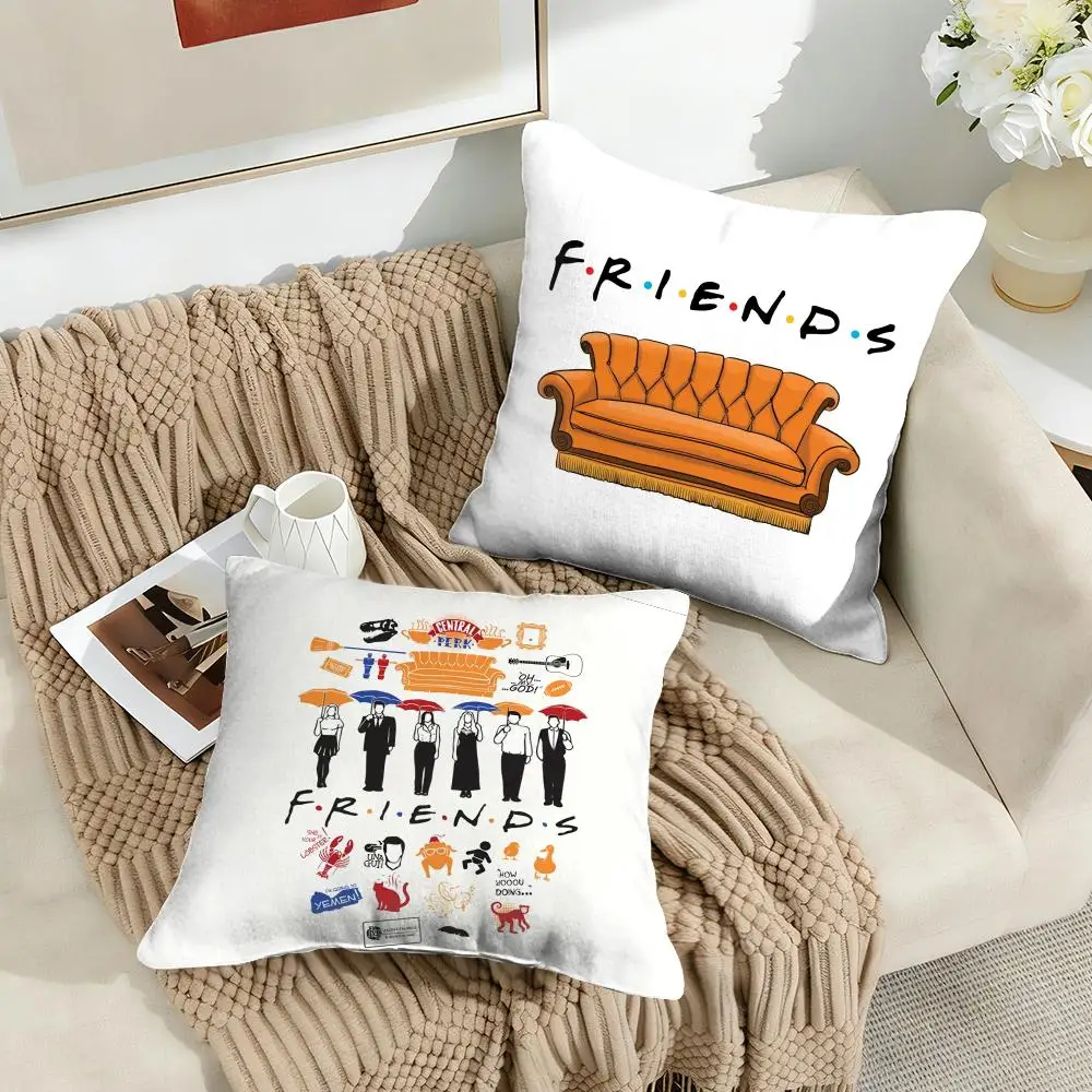 Classic F-Friends TV Show Cushion Cover Silky Short Plush Invisible Zipper Dustproof Sofa Pillow Case for Home Decor