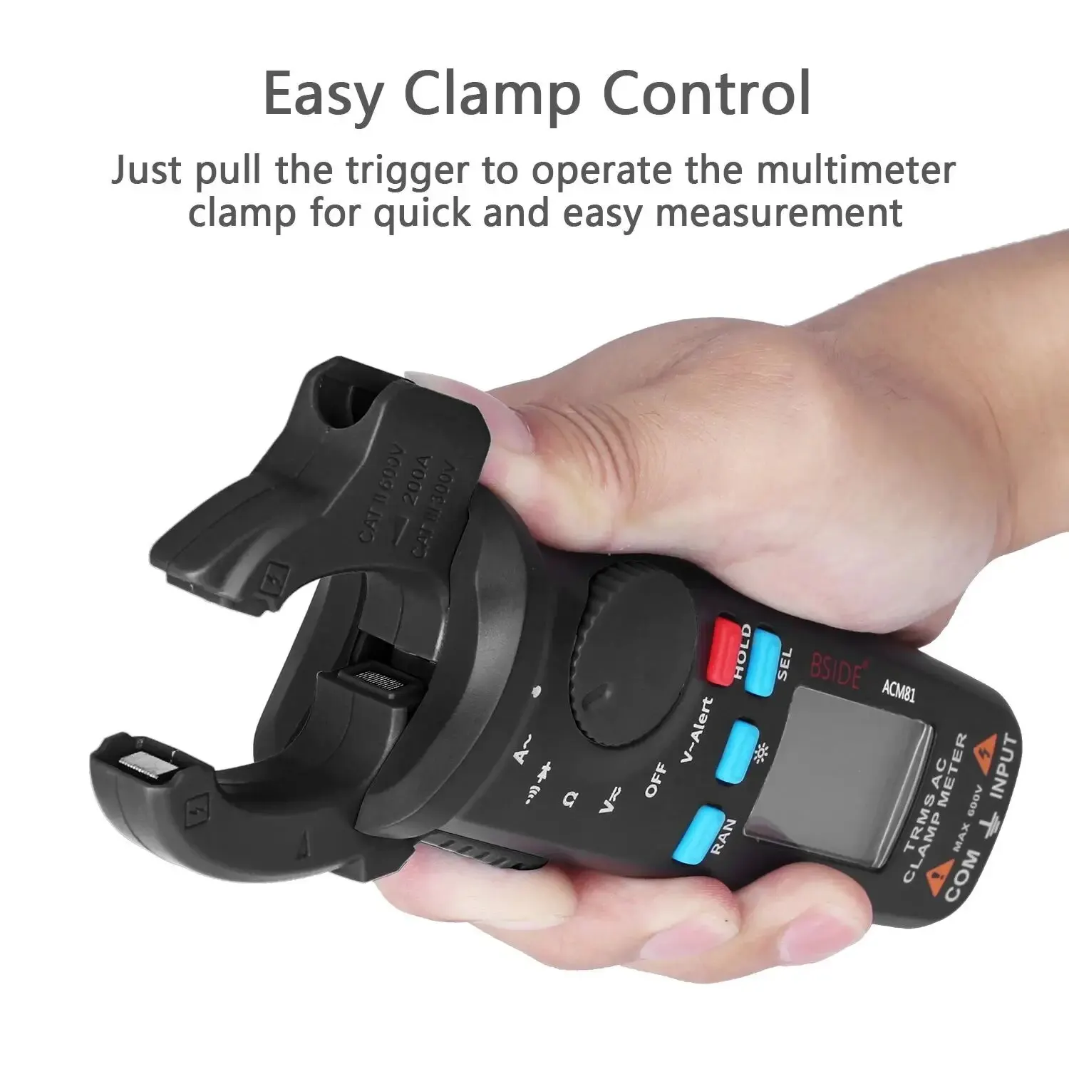 BSIDE Digital Clamp Meter Auto-Rang True RMS 1mA Accuracy 200A Current DC AC Multimeter Vol Ohm Diode Temperature NCV Tester