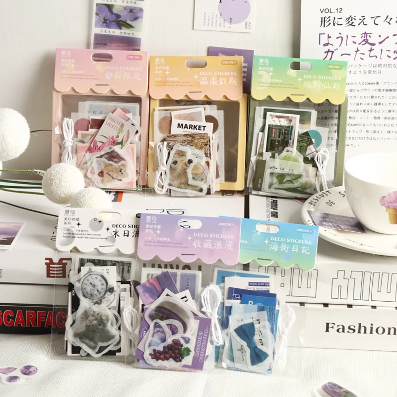 21PCS Beautiful Collection Decorative Stickers Pack Fresh Retro Art Scrapbooking Label Diary Cup Phone Junk Journal Planner