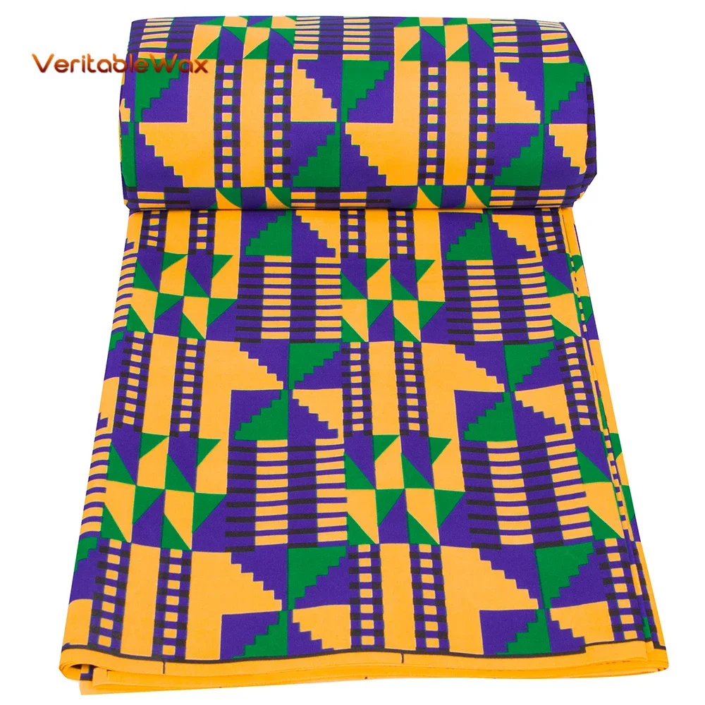 Veritablewax Kente  Africa Ankara Prints Batik Wax Fabric African Dress Craft DIY Sewing Textile Polyester Nigeria Tissu FP6518