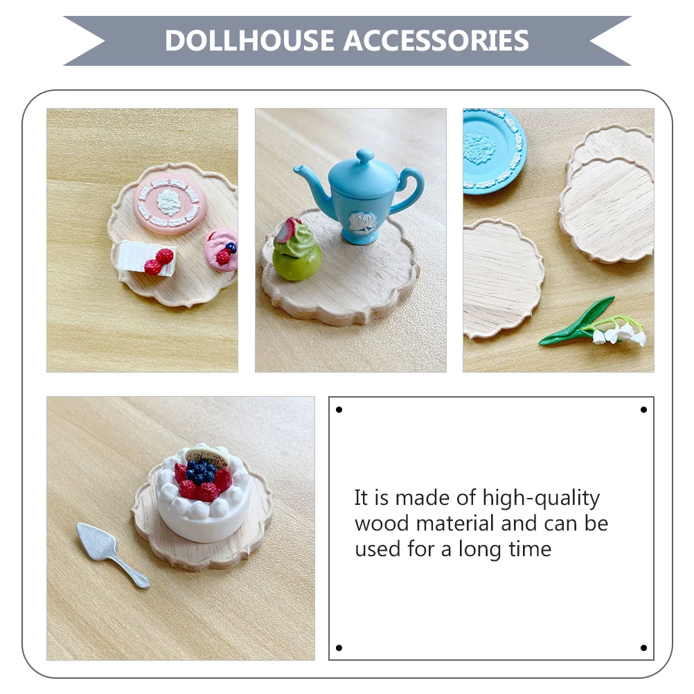 

Mini Wooden Tray Props House Accessory Dollhouse Food Accessories Lunch Miniature Living Room Decoration