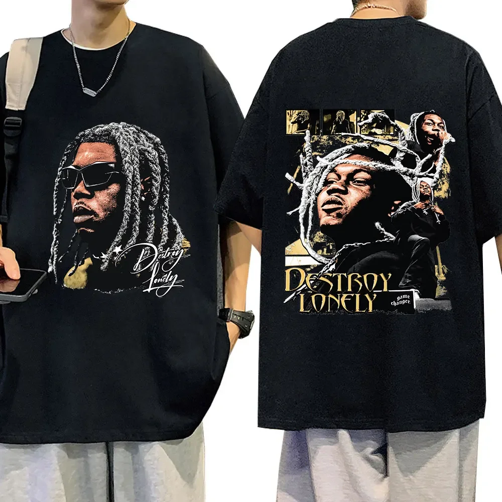 Rapper Destroy Lonely Graphic T-shirt Men Women Clothing Fashion Vintage T Shirts Cotton Casual Oversized Tee Shirt Streetwear