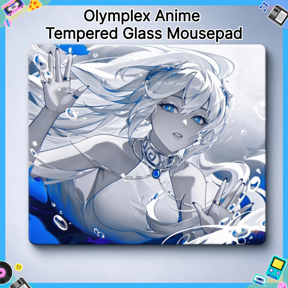 Olymplex Anime Tempered Glass Mousepad Customized Replica 490x420mm Smooth Durable Gaming Desk Pad for FPS Games Accessories