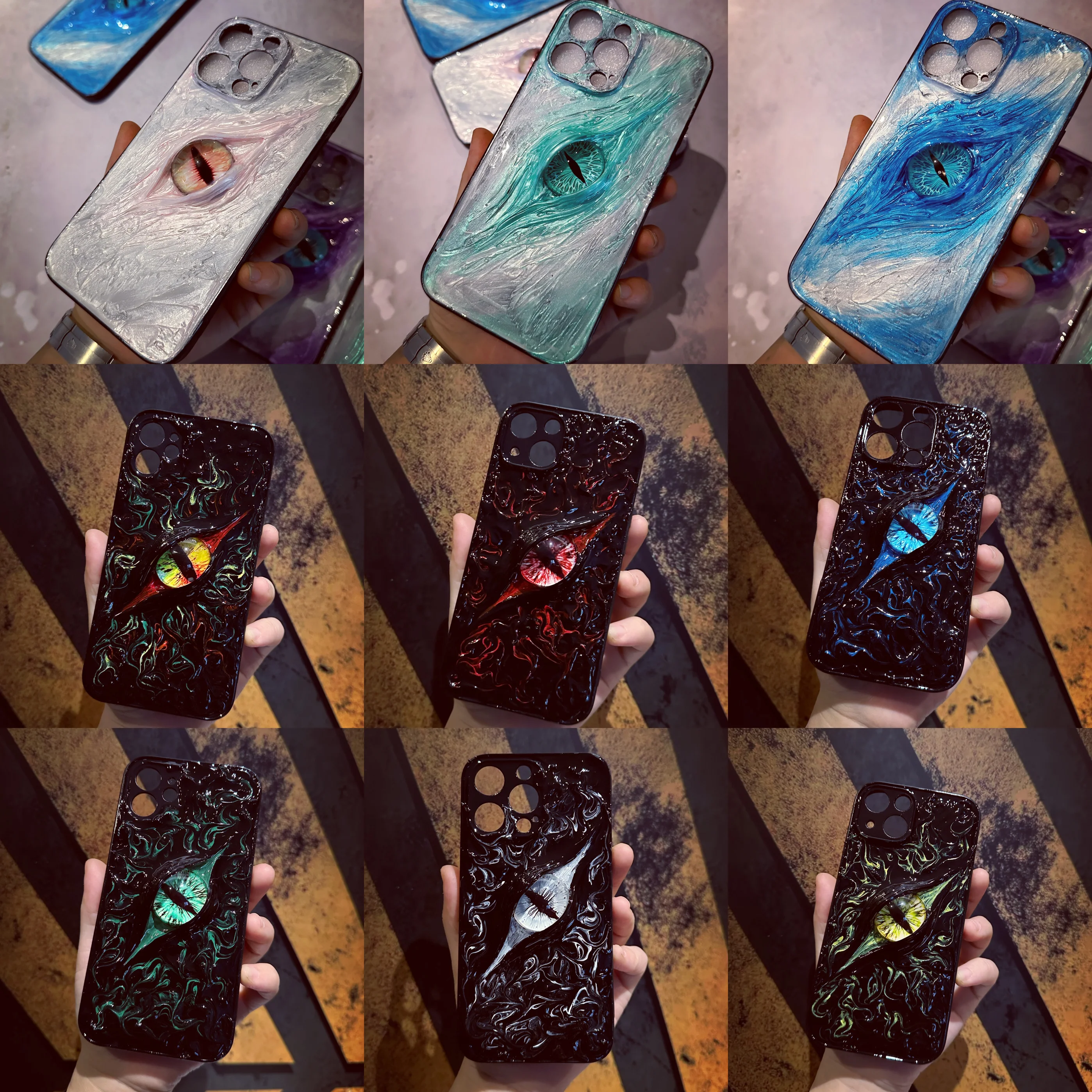 

4022 Cthulhu 3D Demon Eye Phone Case Custom Protective Cover for iPhone Xiaomi Huawei Samsung Gothic style Halloween party gift