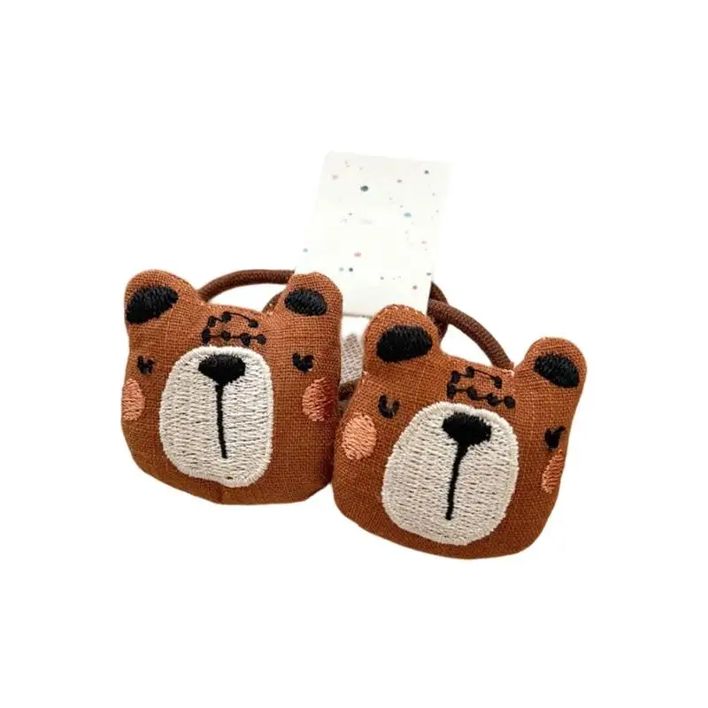 

A52E Lovely Animal Hair Ties Elastic Embroidery Scrunchies Soft Polyester Bands