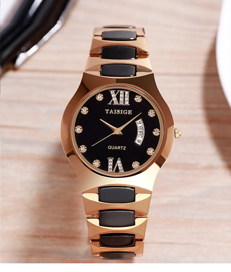 Tungsten Stainless Steel Men Watch Luxury High Quality Diamond Calendar Reloj Male Quartz Wristwatch Elegant Business Man Clock