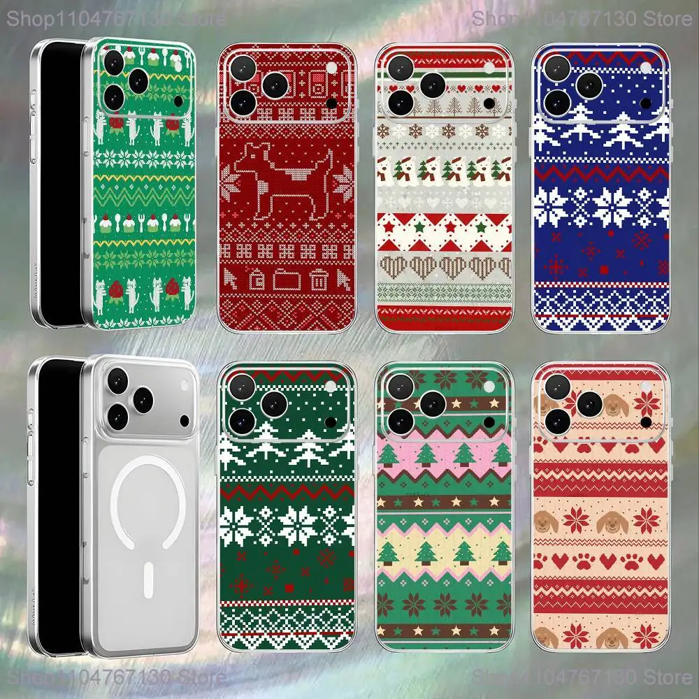 

Fair Isle style Phone Case For iPhone 17,16,15,14,13,12,11,Pro,Max,Plus,E,Air,Mini Magnetic Magsafe Frosted Clear