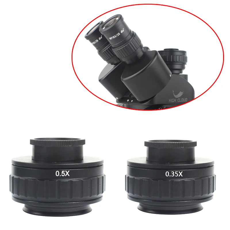 0.35X 0.5X C mount Lens Adapter Focus Adjustable Camera Installation C mount Adapter to New Type Trinocular Stereo microscope