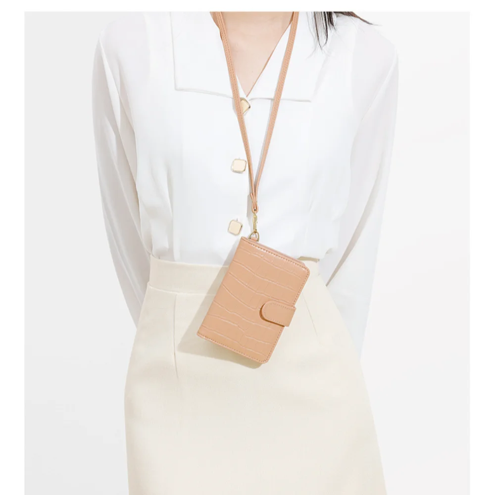 Multi-function Hanging Neck Wallet Portable Id Card Leather RFID Wallet Credit Passport Card Holder