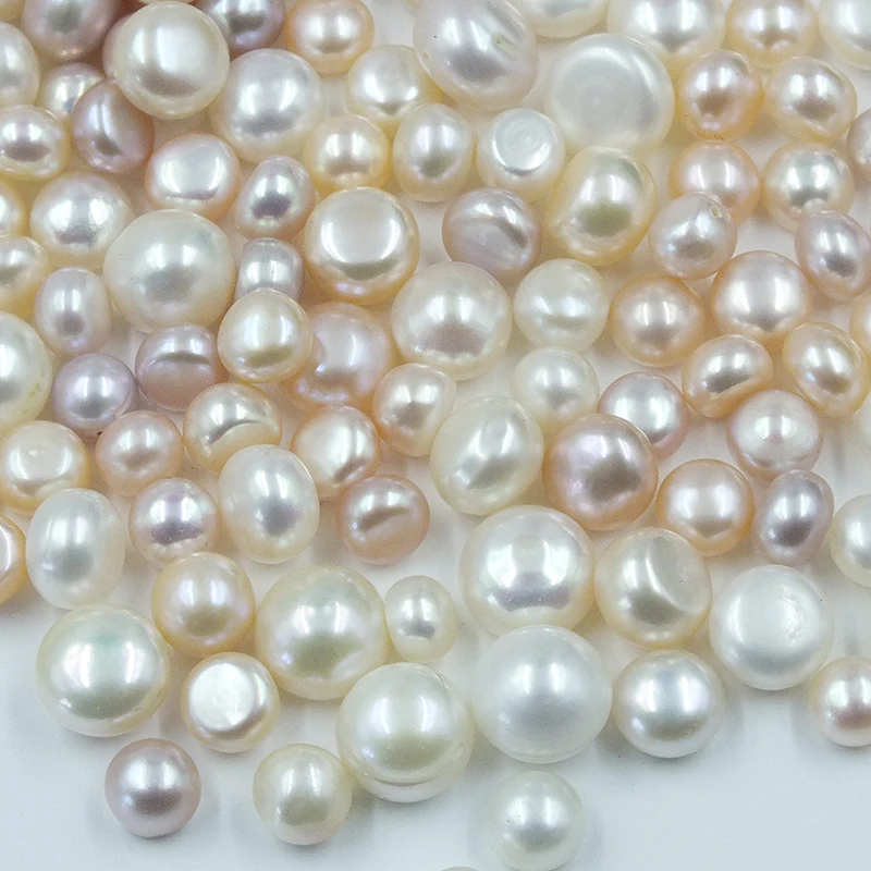 800PCS/lot / 5-10MM AAA+aaa natural (flat) pearls, mixed colors without holes loose beads. DIY jewelry inlay. best partner