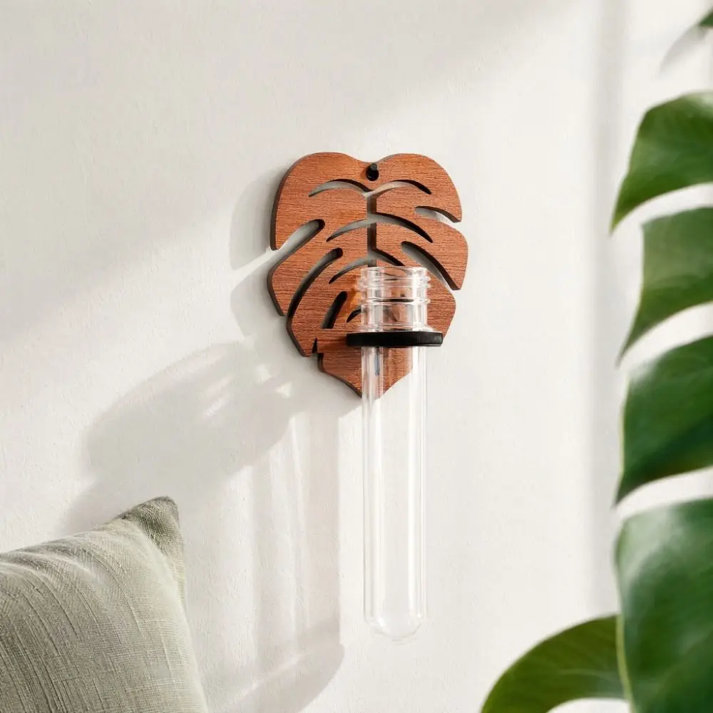 Flower Holder Wooden Hydroponic Planter Shelf Vase Leaf Shape Wall Decoration Cloud Retro Planter Holder Indoor