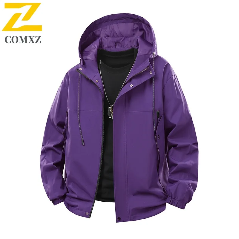 

COMXZ Hooded Casual Jacket for Men Outdoor Expedition Cozy Motorcycle Coat Leisure Urban Style Light Spring Autumn New Clothing