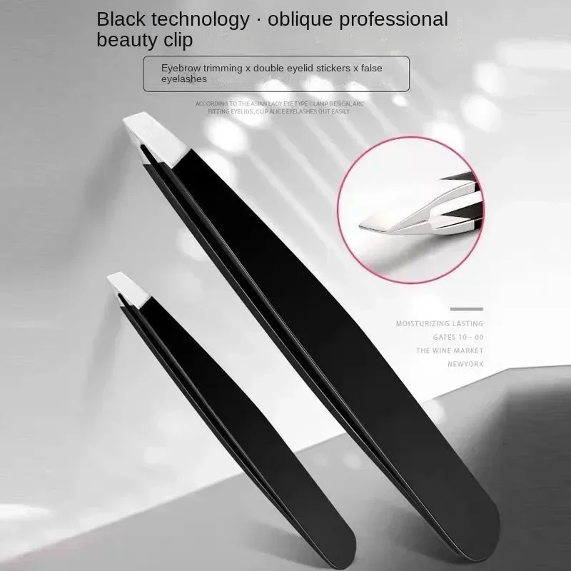 Eyebrow Tweezers Stainless Steel Slant Tip Hair Removal Makeup Tool Kit Eyelashes Extension High Precision Anti-Static Tweezers