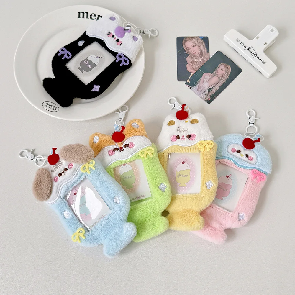 kawaii Cartoon Plush Penguin Hollow out Photocard Holder Korean idol Card Holder Keychain 3 inch pendant card Kpop Stationery