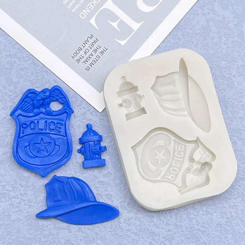 Fireman police Hat Cap Hydrant Silicone Mold Sugarcraft Chocolate Cupcake Baking Mold Fondant Cake Decorating Tools