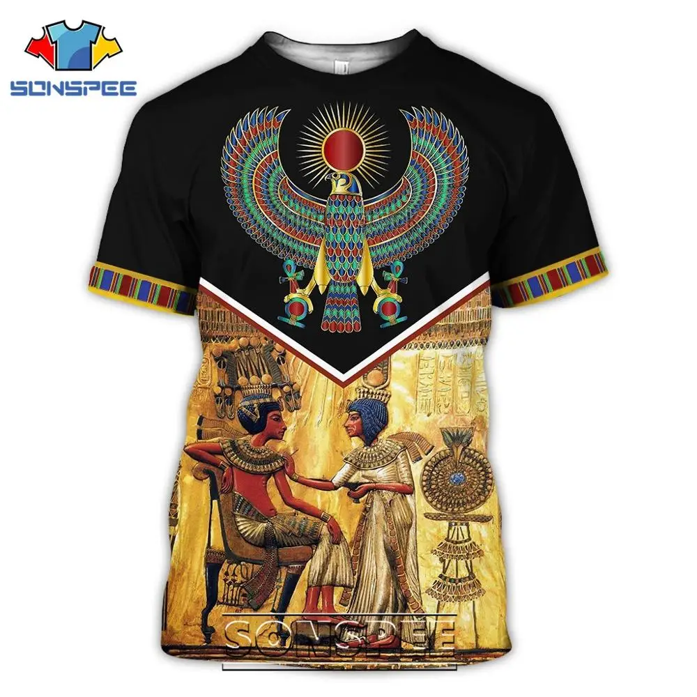 Summer 2022 Men\'s T-Shirt Casual 3D Printing Ancient Egypt Eye of Horus Egyptian Symbol T-Shirt Men\'s Women\'s Short Sleeve Plus