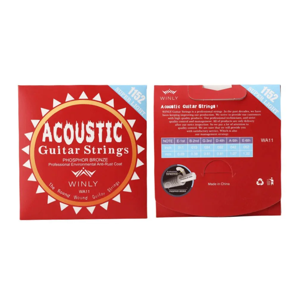 

3/5PCS Acoustic Guitar String Steel Core Classical Phosphor Bronze Coating Guitar String WA10/WA11/WA12 for Guitar Professionals