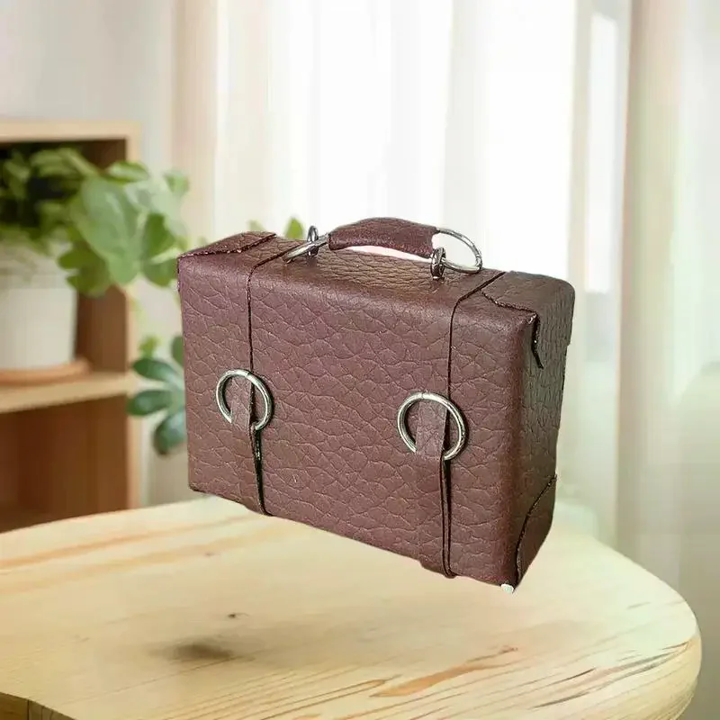 ملحق بيت الدمية - قطعة واحدة من حقيبة صندوق جلدية مصغرة، لعبة مجسمة لبيت الدمى الصغير بمقياس 1:12. #4