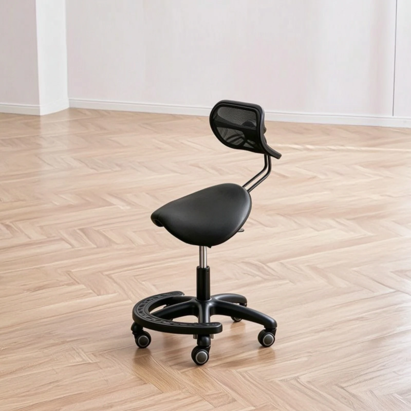 Saddle Stool with Wheels Height-Adjustable Saddle Chair Furniture Heavy-Duty for Stylists, Salon, Medical Office